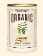 Eat Wholesome Organic Green Lentils -398g